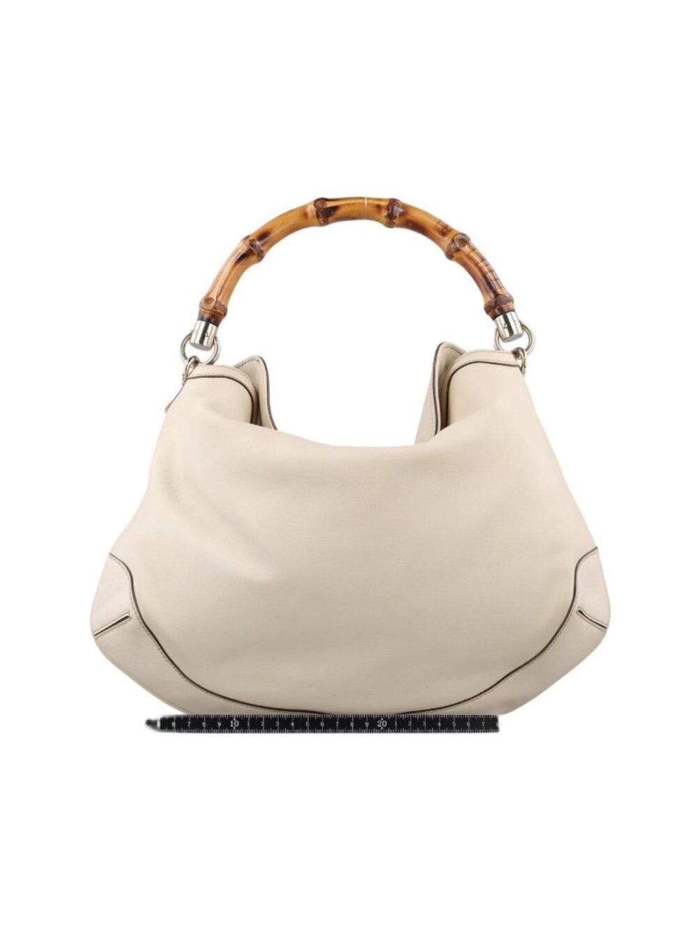 ★SOLD★ Gucci Bamboo White Leather Messenger Bag - Picture 2 of 15